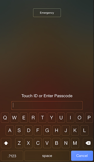 Passcode screen - complex passcode 