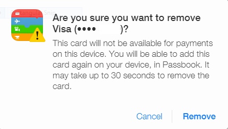 Apple Pay - Remove card