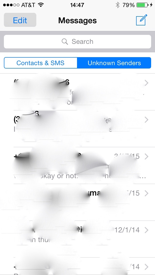 Unknown Senders - iOS 8.3