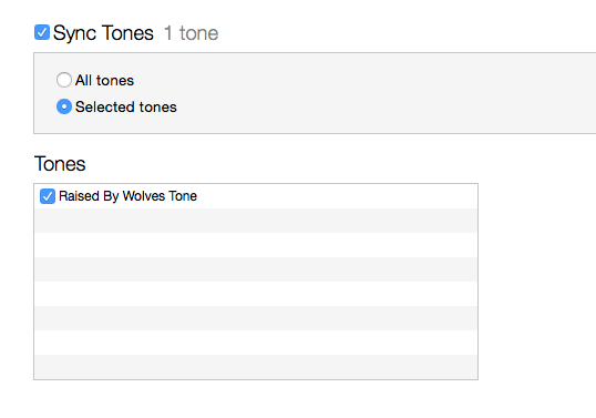 iTunes - Sync - Tones