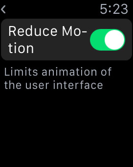 Apple Watch - Reduce Motion settings