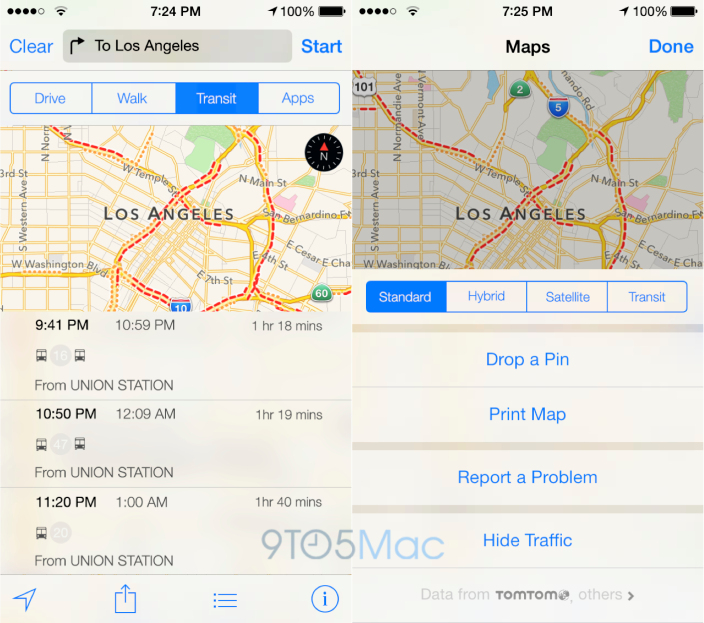 iOS 9 Transit Maps
