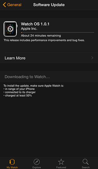 Install Watch OS 1.0.1 Software update