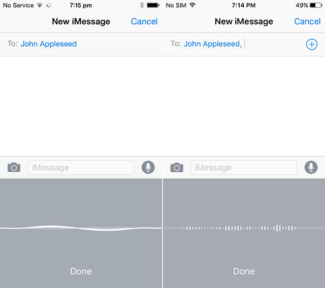 iOS 8 vs. iOS 9: Dictation UI