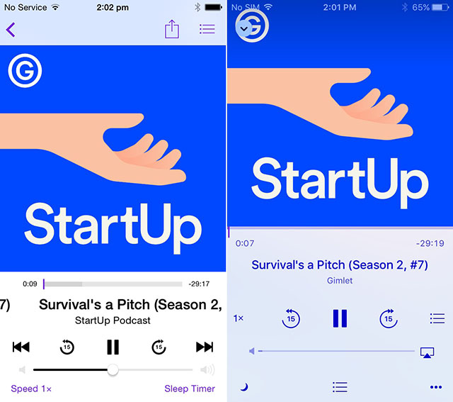 iOS 8 vs. iOS 9 - Podcasts - Now Playing