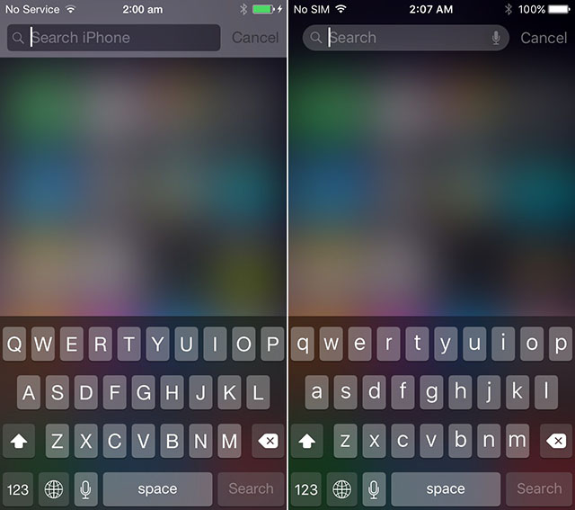 iOS 8 vs. iOS 9 - Search