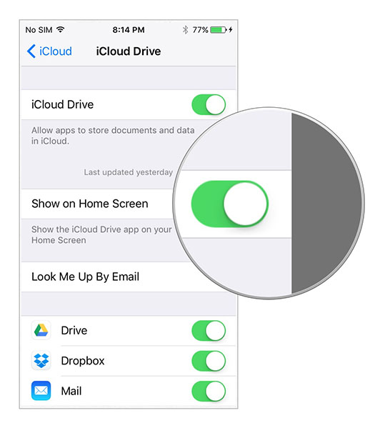 iOS 9 - Settings - iCloud Drive app