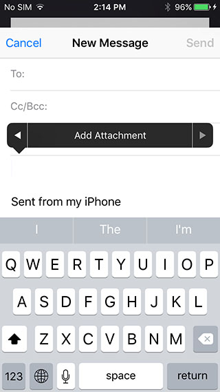 iOS 9 - Add Attachment - Mail App