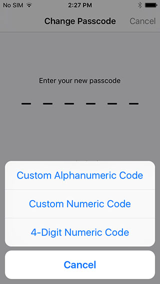 iOS 9 - Password options