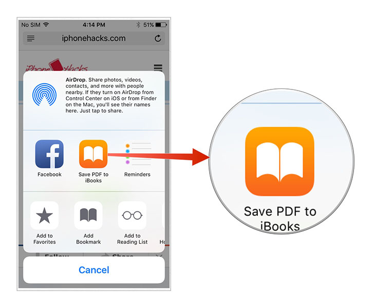 iOS 9 - Safari - Save PDF