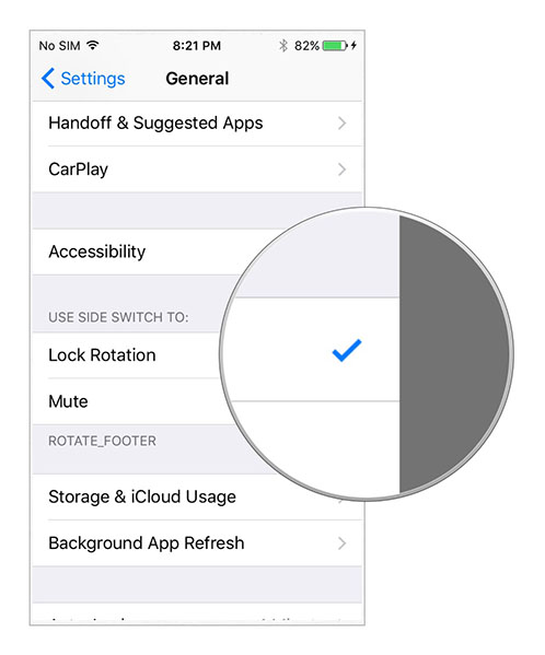iOS 9 Settings - Side Switch