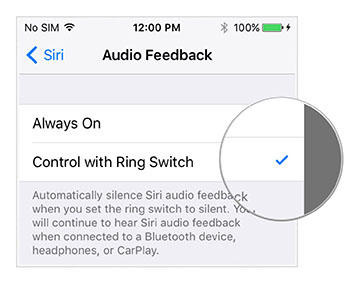 iOS 9 - Settings - Siri - Audio Feedback