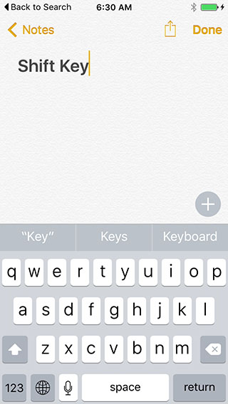 iOS 9 - Shift Key
