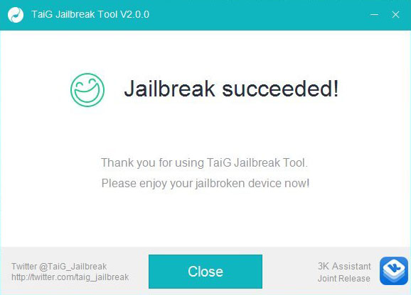 TaiG Jailbreak succeeded
