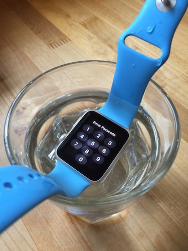 Apple Watch in cup of water