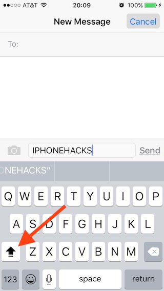 Caps lock - iOS
