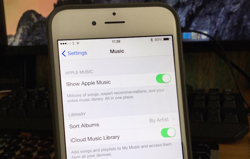 iCloud Music Library settings in Apple Music