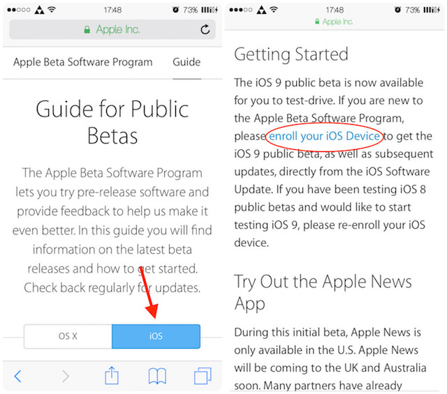 iOS 9 - Public Beta