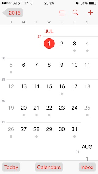 iPhone - Calendar - Weeks
