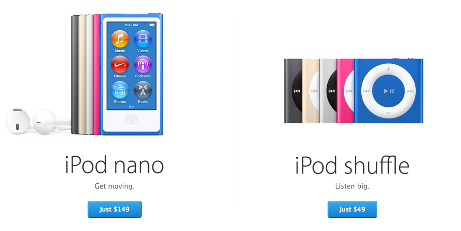 New iPod shuffle and nano