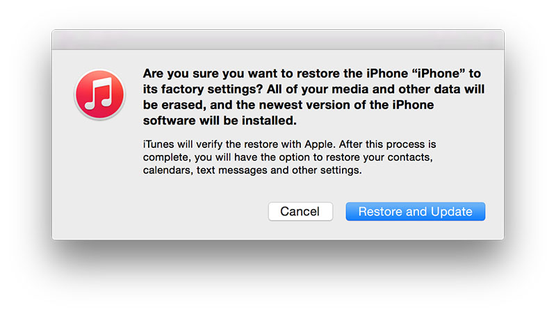 Downgrade iOS 8.4 - Erase screen