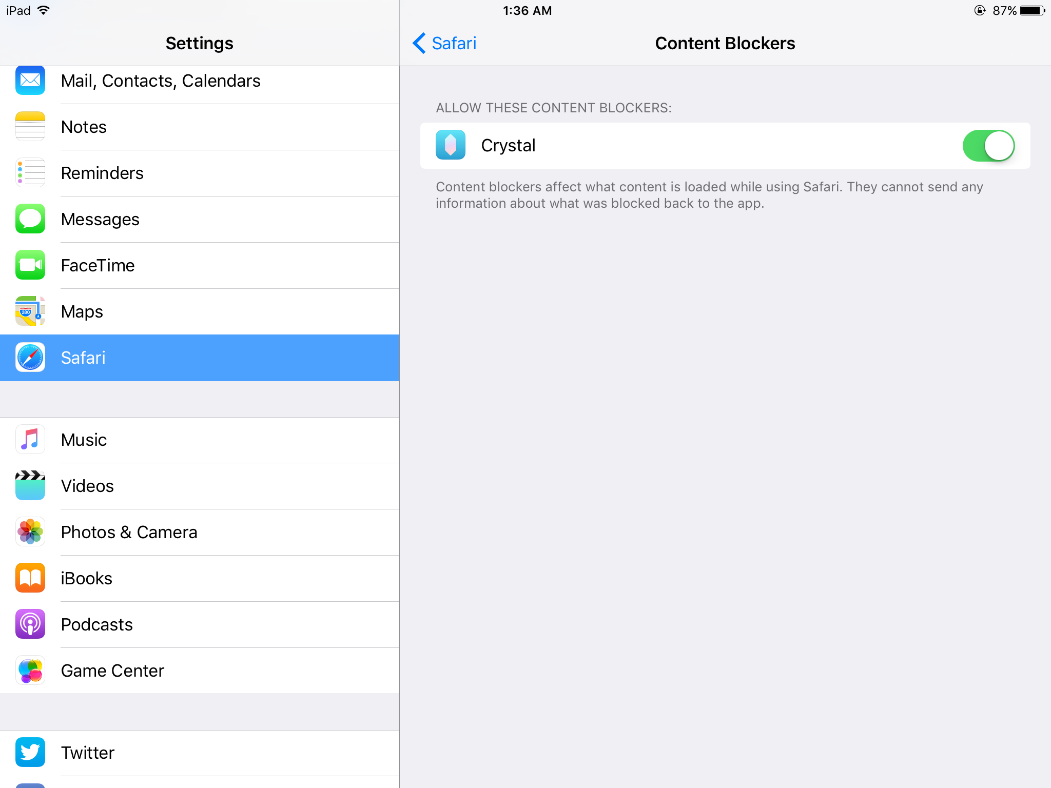 Enable Content Blocking in iOS 9