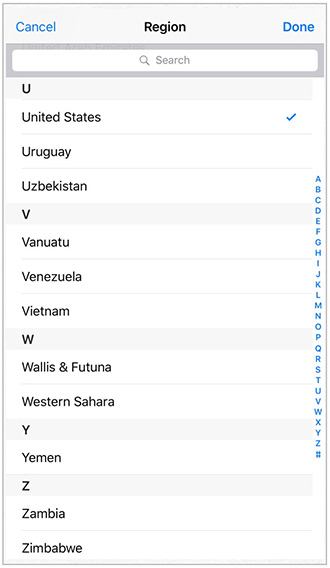 iOS 9 Apple News app - Set Region - Done