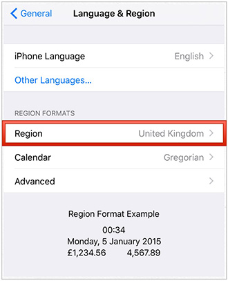 iOS 9 Apple News app - Set Region