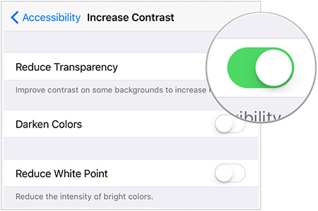 iOS 9 - Reduce Transparency