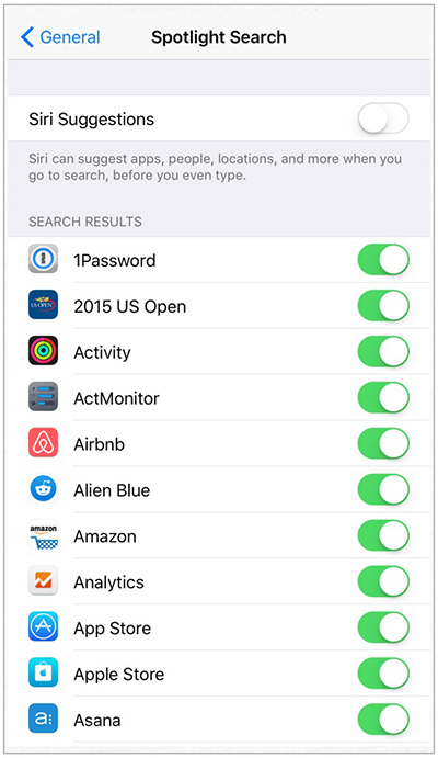 iOS 9 - Spotlight Search