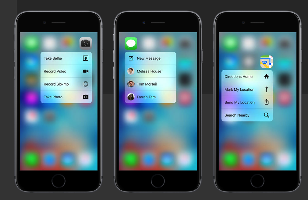 Quick Actions in iOS 9 and iPhone 6s