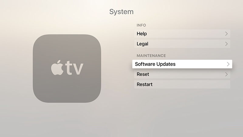 tvOS software update for Apple TV - Software Update