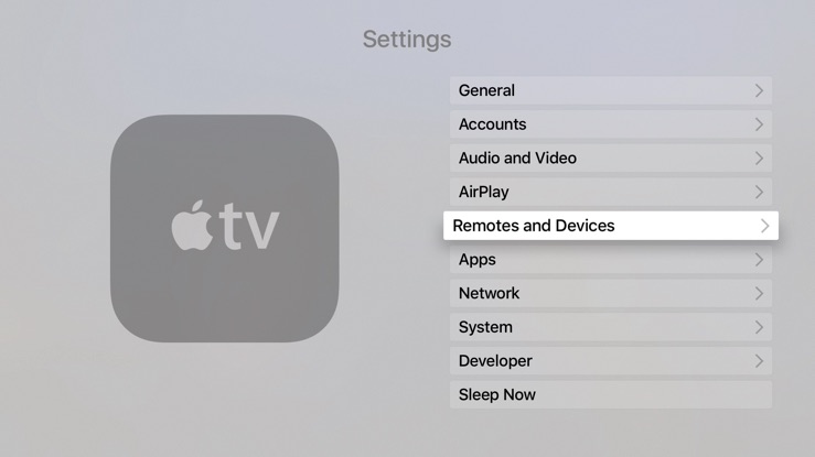 Settings - Remotes and Devices