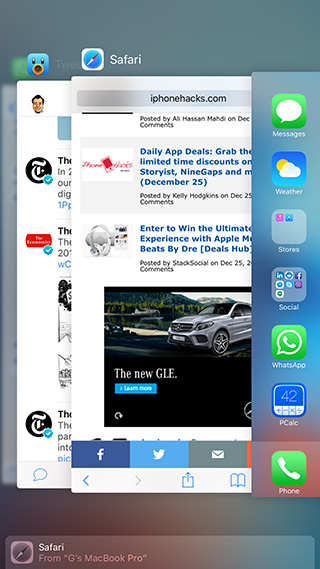 iPhone - App Switcher or Multitasking tray
