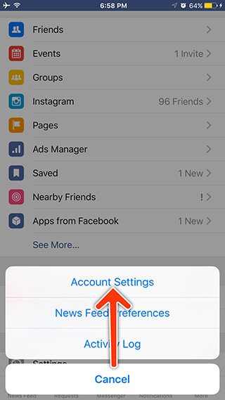 Mobile Data Usage - Facebook - Account Settings