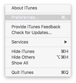 iTunes - Preferences 