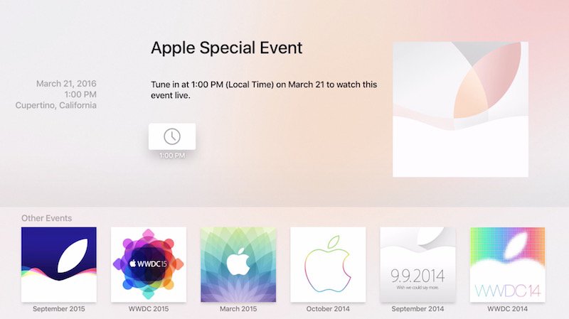Apple Events for Apple TV 4