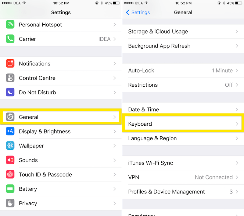 text replacement ios 1
