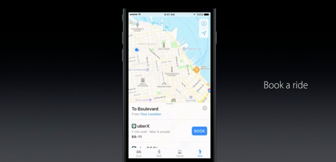 iOS 10 Maps Book a Ride