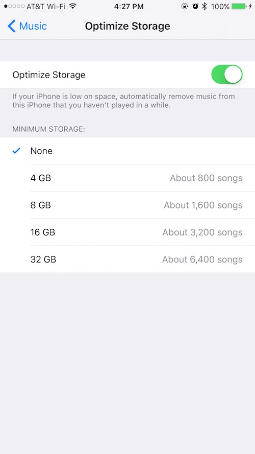 optimize storage music