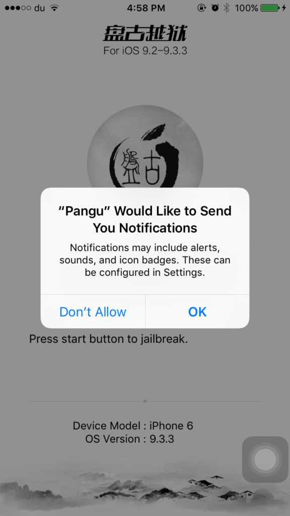 pangu jailbreak app notifications