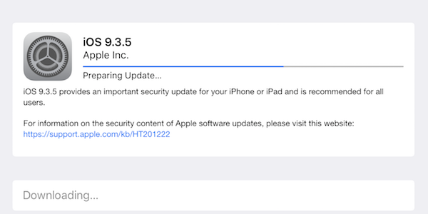 iOS 9.3.5 update