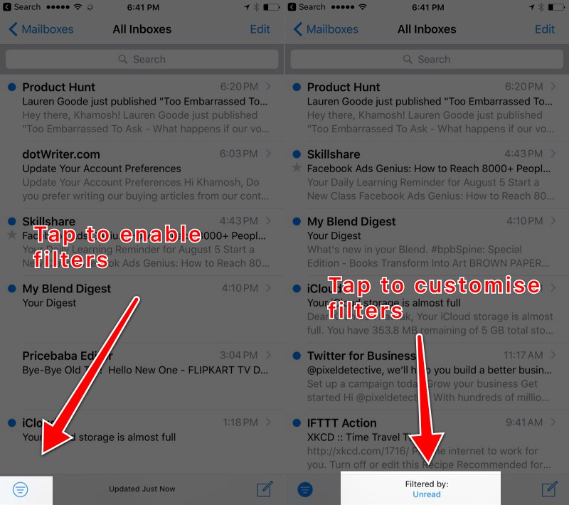 How To Filter Messages in Mail App in iOS 10