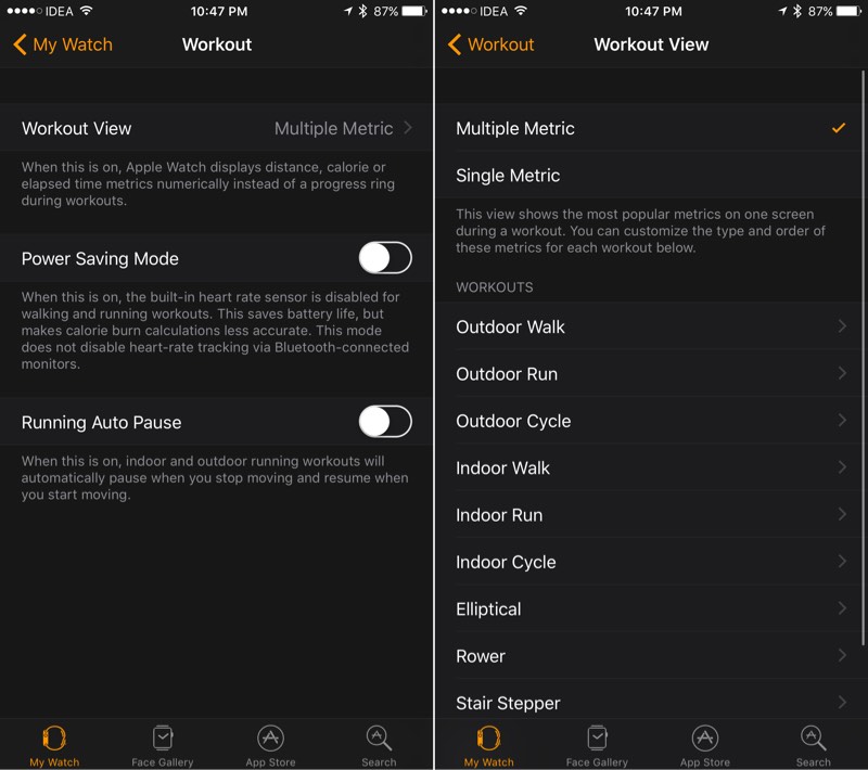 watchos 3 workout view settings