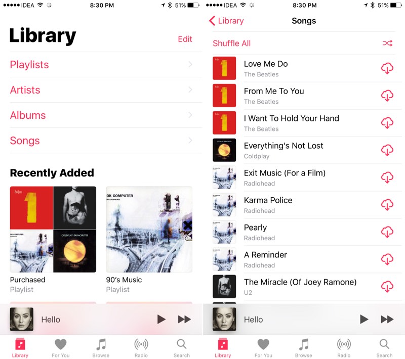 shuffle songs ios 10 music app 4