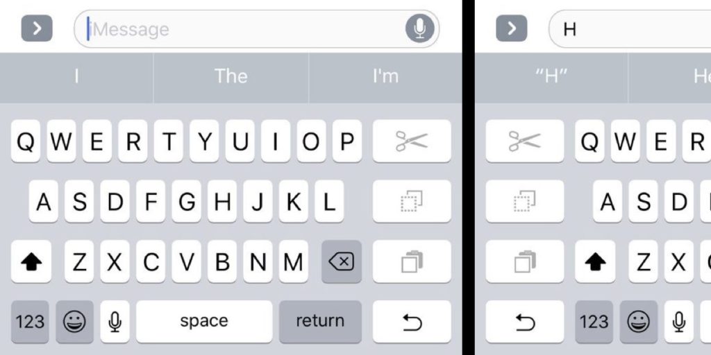 iOS one-handed keyboard