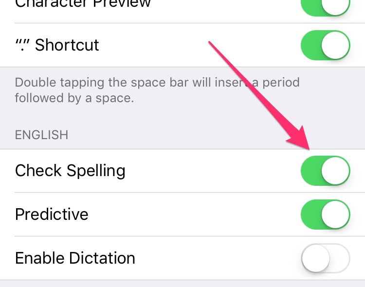 toggle check spelling