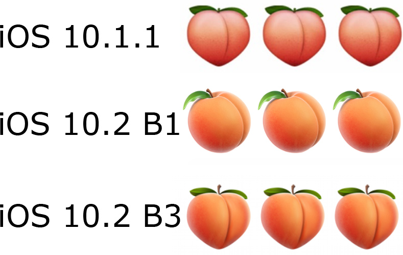 iOS 10.2 peach emoji