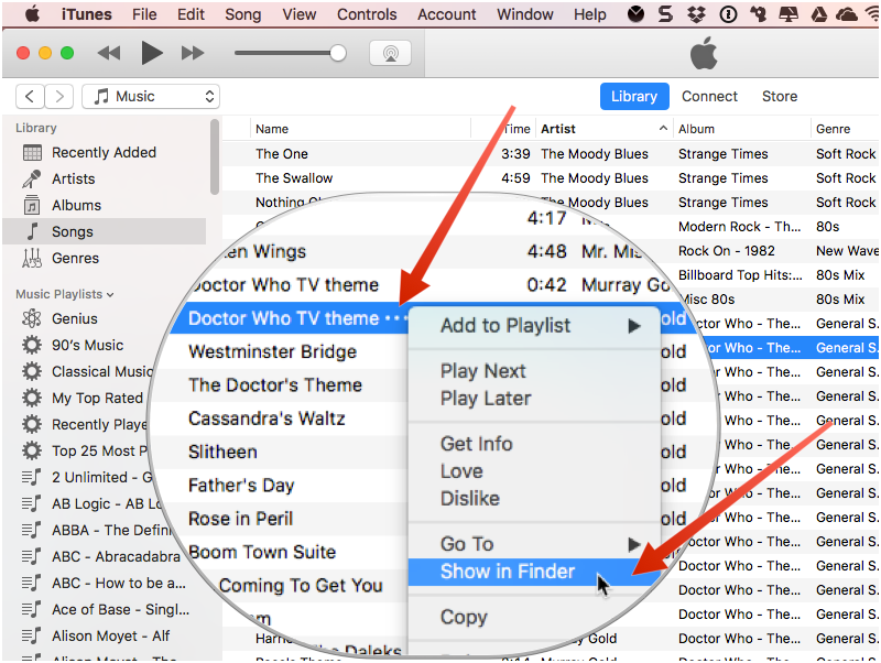 Right-click on new song and select Show in Finder.
