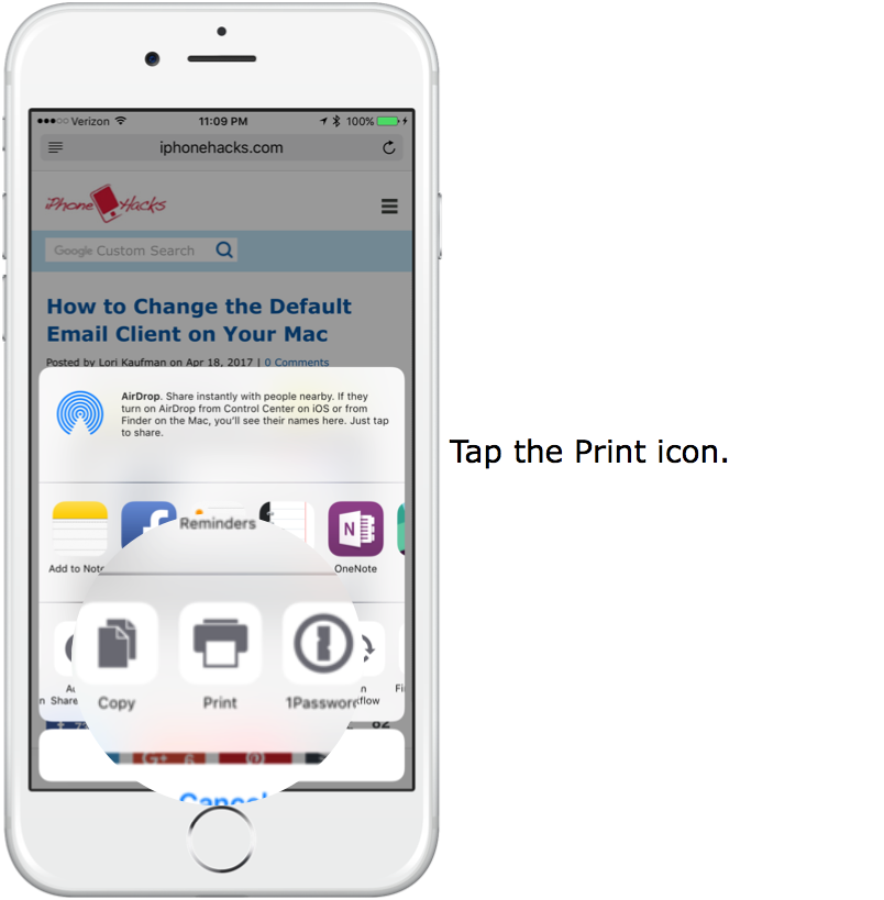 Tap the Print icon.